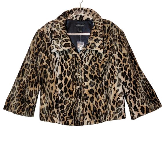 Lane Bryant Leopard Short Jacket 3/4 Sleeve Tan Black Plus Size 24 Chic Edgy - Picture 14 of 14